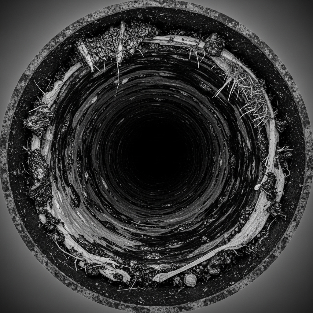 Before — clogged drain pipe